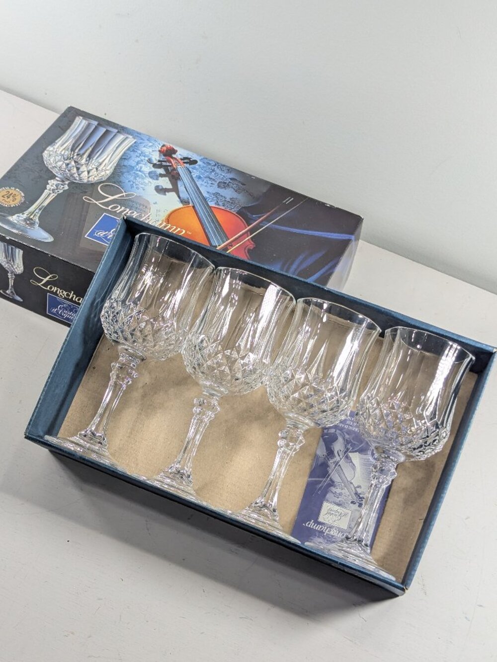 Set of 4 Longchamps Crystal stemmed wine glasses 170 ml / no.3